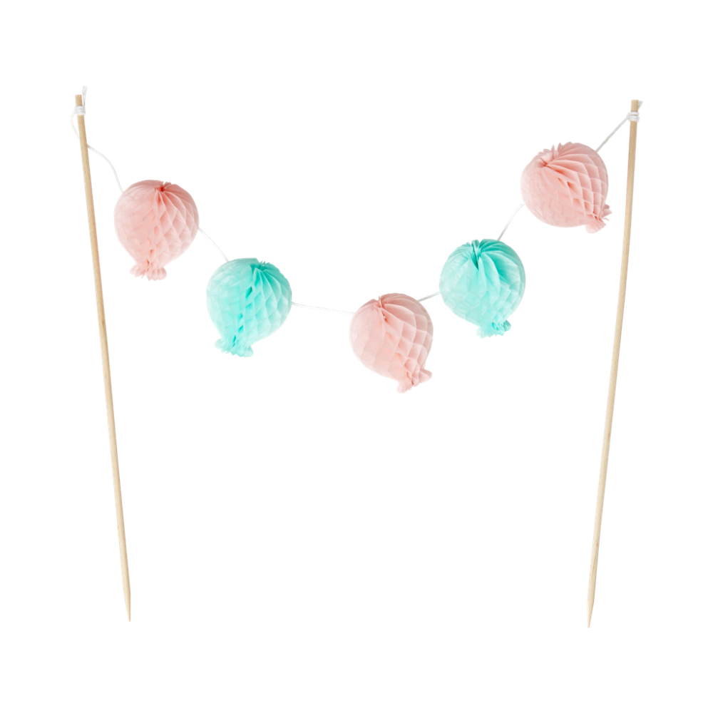 Cake Topper Balloon Bunting in Pink & Blue By Rice DK